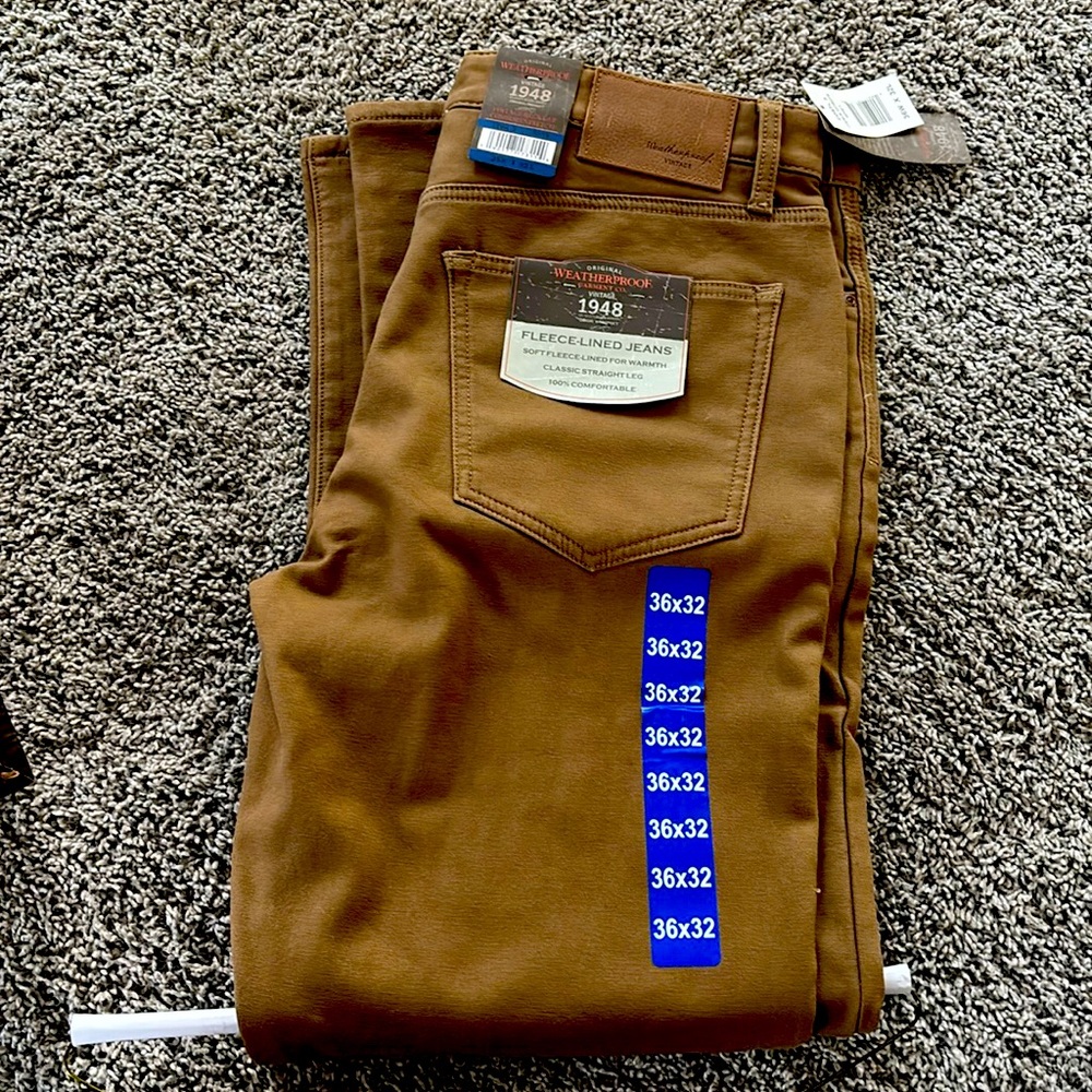 Weatherproof fleece lined classic straight leg jeans